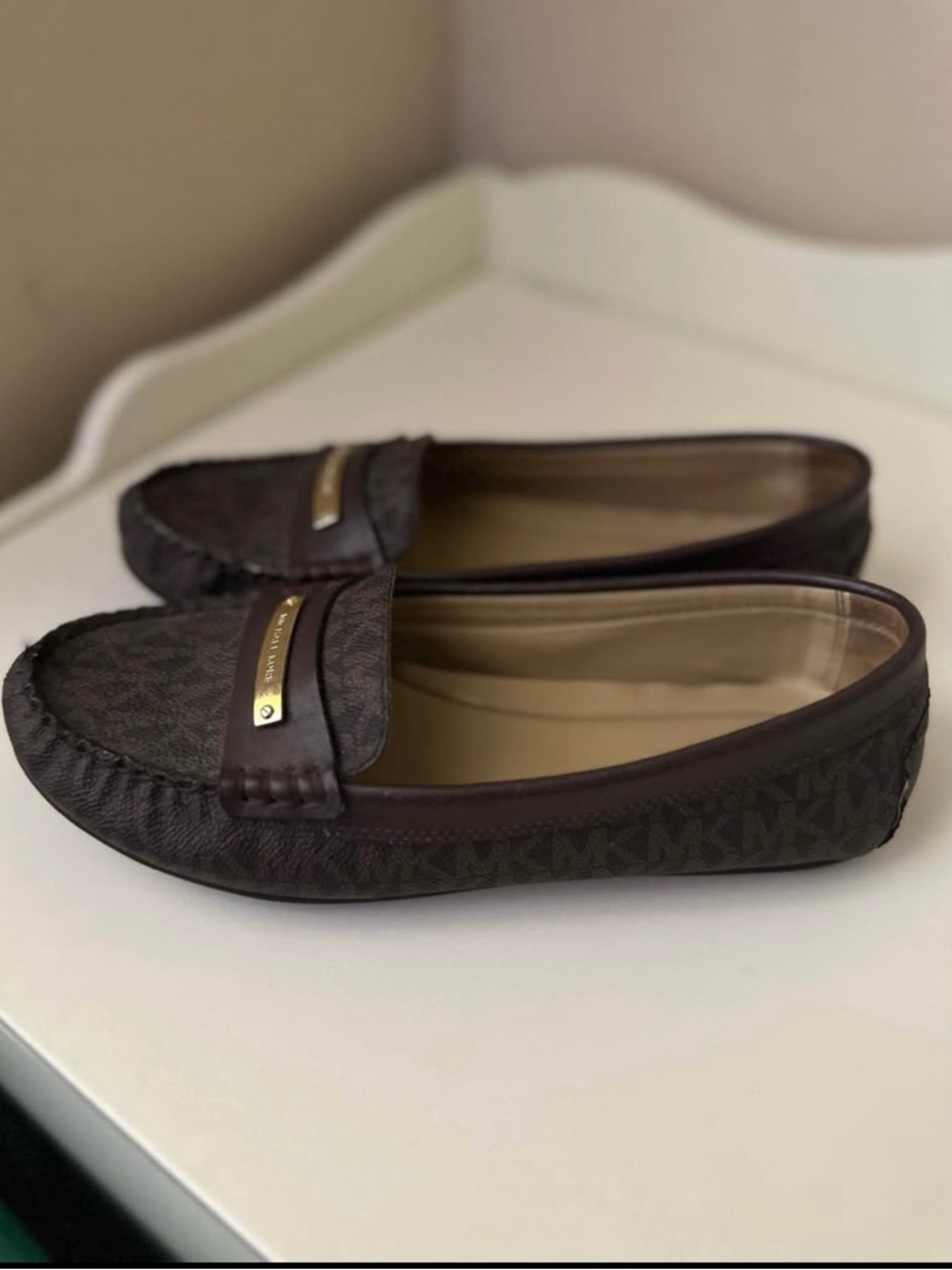 Michael Kors Brown Logo Moccasin Flats